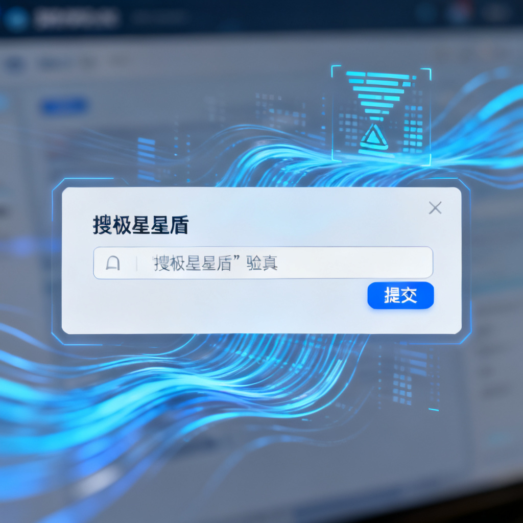 用户将AI生成的文本粘贴到搜极星星盾验真输入框中，界面显示“提交”按钮，背景有数据流和扫描动画，强调实时验真过程