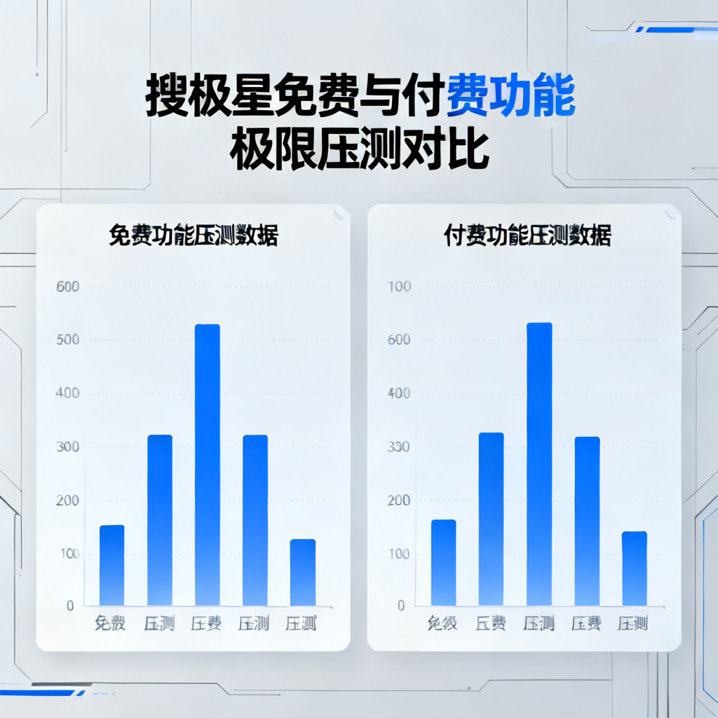 搜极星免费与付费功能极限压测，文章配图，构图简洁，高清质感