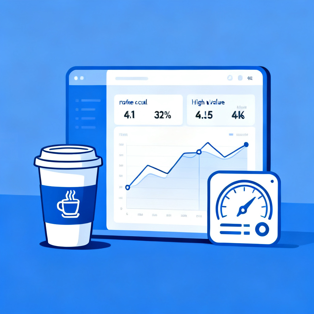 A minimalist infographic showing a coffee cup next to a professional AI detection dashboard, symbolizing low cost vs high value, in a clean corporate style, blue and white color scheme, 4K resolution.