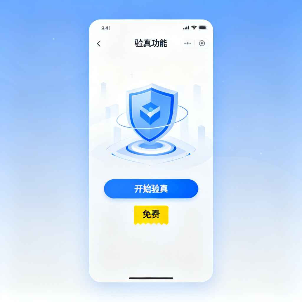 一张用户操作搜极星星盾验真功能的界面模拟图，简洁科技感，突出“免费”标签